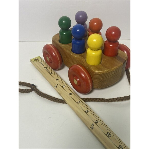 L.S. Ruth Wooden Rope Pull Toy 6 Pegs Toddler Learning Toy Made In USA - Picture 7 of 10